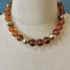 George amber tone and gold tone  beaded necklace